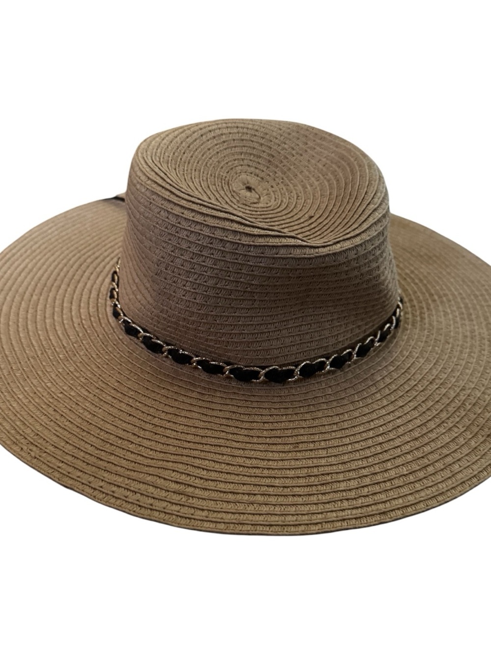 ✨☀️Furtalk Women’s Classic Black Gold Accent Woven Wide Brim Beach Hat